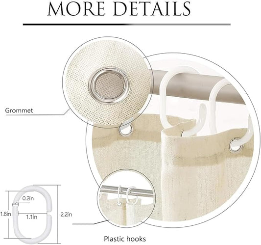Coxila Vintage Floral Linen Shower Curtain Extra Long XL Flower Retro Rustic Antique Botanical Farmhouse Country Boho Cottage Aesthetic Wildflower Bathroom 72 x 84 Inch Polyester Fabric 12 Pack Hooks
