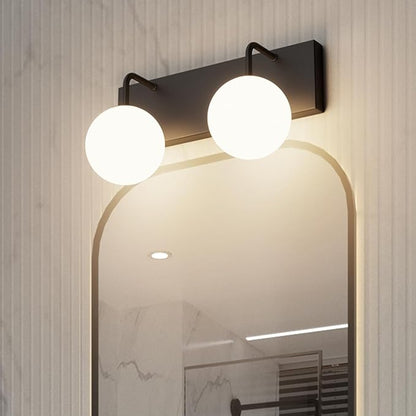 Tipace Black Vanity Light Fixtures, 2-Light Modern Bathroom Light Over Mirror with White Milk White Globe Glass for Bathroom (Exclude Bulb)
