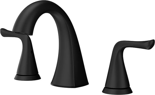 Pfister Willa Bathroom Sink Faucet, 8-Inch Widespread, 2-Handle, 3-Hole, NSF Certified, Spot Defense Matte Black Finish, LF049MALSDB