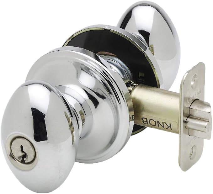 Copper Creek EK2040PS Egg Door Knob, Keyed Entry Function, 1 Pack, in Polished Stainless