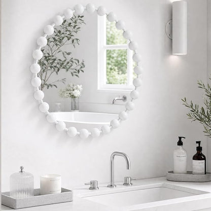 Madison Park 36 inch White Round Mirror, Round Mirrors for Wall Decor, Metal Frame Circle Mirrors for Bathroom, Living Room, Circle Wall Metal Art Mirror