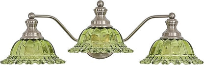 Brushed Nickel Green 3 Light Vanity Light Bathroom Light