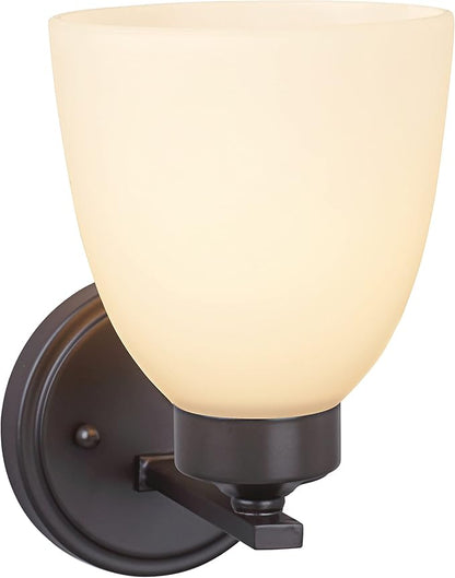 Aspen Creative 62202-2, One-Light Metal Bathroom Vanity Wall Light Fixture, 5" Wide, Transitional Design in Oil Rubbed Bronze, 1