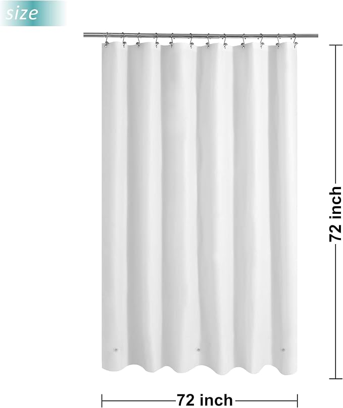Mrs Awesome White Shower Curtain Liner with 3 Magnets, 72x72 | 12 Rustproof Grommets, Premium Flexible Sturdy Plastic Shower Curtain for Bathroom Lightweight & Waterproof, 72W x 72H
