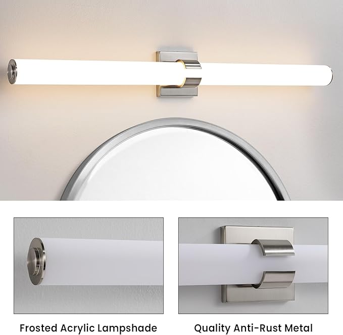Bathroom Vanity Light Fixtures - 39 Inch Brushed Nickel Bathroom Lights Over Mirror, 36W 3000K Dimmable LED Vanity Light Bar Modern Wall Sconce Light for Mirror Living Room Gallery Hallway