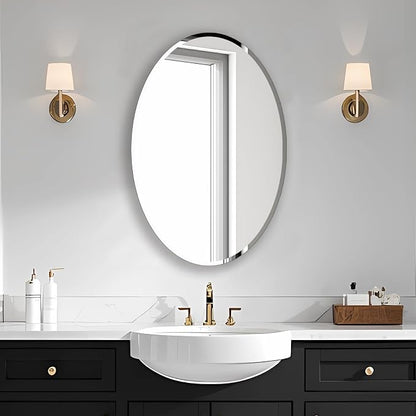 Bathroom Mirror for Over Sink 24" x 36" Oval Frameless Wall Mirror | Beveled Polished Edge Decorative Wall Mirror for Bathroom, Bedroom, Vanity and Entryway