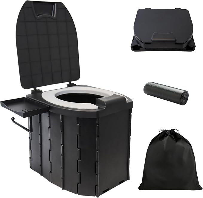 Portable Toilet for Camping, 12.6" H Capacity 450LBS Porta Potty for Adults