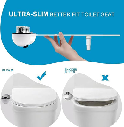 Bidet Attachment for Toilet Warm Water,Hot and Cold Bidet Attachment,Ultra-Slim Non-Electric Bidet Attachment for Frontal/Rear Wash, with Pressure & Angle Controls,Easy to install