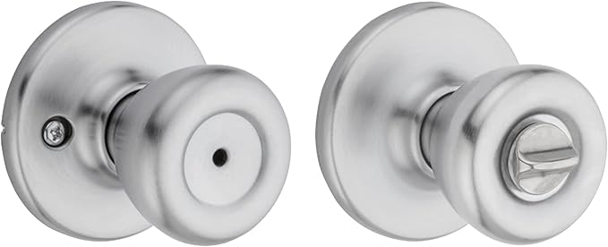 Kwikset 93001-871 Tylo Bed & Bath Knob in Satin Chrome (Pack of 2)