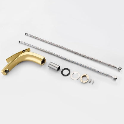 Single Handle Bathroom Faucets Brass Single Hole Faucet for Bathroom Sink Hot Cold Gold