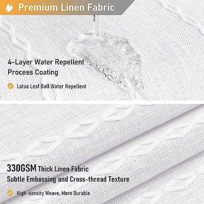 BTTN 60 x 84 Boho Famrhouse Linen Heavy Duty Cloth Shower Curtain, White