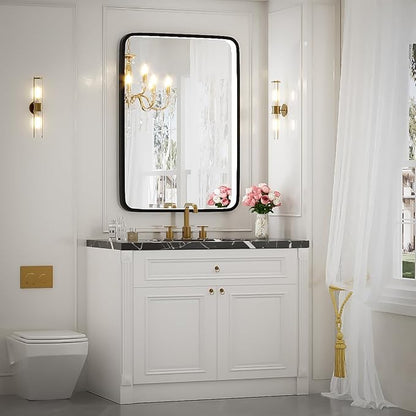 20x28 Inch LED Lighted Bathroom Mirror,Black Frame | ETL Listed,Anti-Fog,3000K/4500K/6000K Dimmable,Horizontal & Vertical,Wall Mounted,Memory Function,Ideal for Bathroom,Vanity