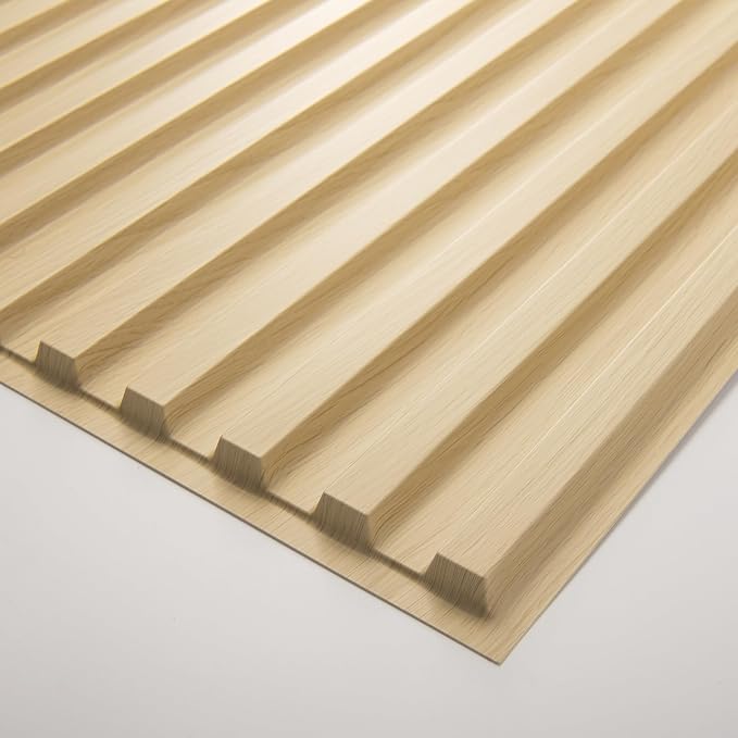 Art3d Fluted Slat 3D Wall Panels, Drop Ceiling Tiles, 12-Pack, Oak | 24" x 48" , Lightweight, Break-Proof, Compatible with Grid System, Ideal for Home, Commercial Spaces