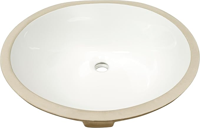 MSI 19.5” (L) x 16.0” (W) x 8.125” (H) Oval Porcelain Ceramic Undermount Bathroom Vanity Vessel Sink, White
