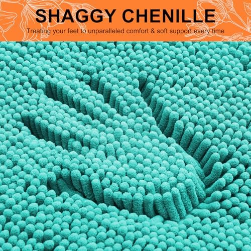 Smiry Chenille Bathroom Rugs Sets 2 Piece (30x20+24x16, Turquoise)