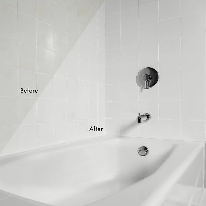 Tub & Tile Touch Up Satin Coastal Fog Paint Kit | Bathroom Surface Refresh, Ceramic, Porcelain, Fiberglass, Durable Moisture Resistant Finish, Quart
