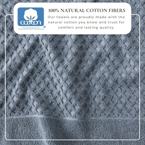 Great Bay Home Bath Towels - 100% Cotton 4 Pack 54x27 Bath Towel Set - Absorbent, Durable, Quick-Dry Towels for Bathroom (Blue)
