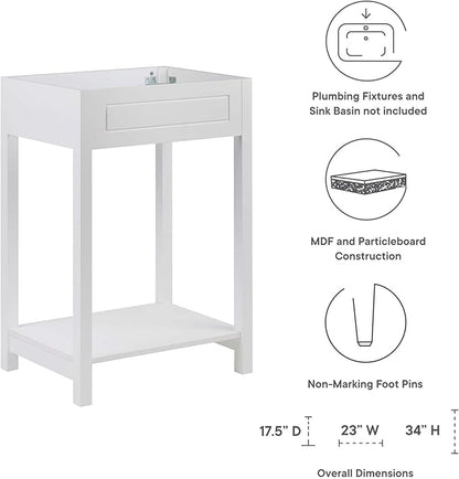 Modway Altura 24" Bathroom Vanity Cabinet (Sink Basin Not Included), 24 Inch, White