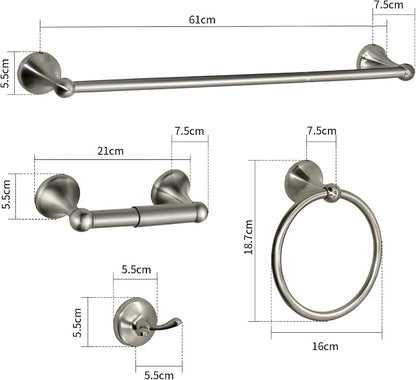 8 Pieces Bathroom Hardware Set Brushed Nickel Adjustable Expandable Towel Bars Towel Ring Wall Mount Toilet Paper Holder Towel Hooks Towel Racks Hand Towel Holder Bathroom Accessory Set