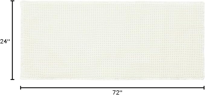 TYUU Cream White Waffle Runner Rug Bathroom, Long Boho Bath Mat, 72x24 | Super Absorbent Quick Dry Bath Rug, Non-Slip Backing, Soft Waffle Washable Farmhouse Bathroom Mats, Tub, Shower & Home Decor