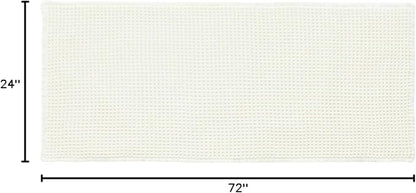 TYUU Cream White Waffle Runner Rug Bathroom, Long Boho Bath Mat, 72x24 | Super Absorbent Quick Dry Bath Rug, Non-Slip Backing, Soft Waffle Washable Farmhouse Bathroom Mats, Tub, Shower & Home Decor