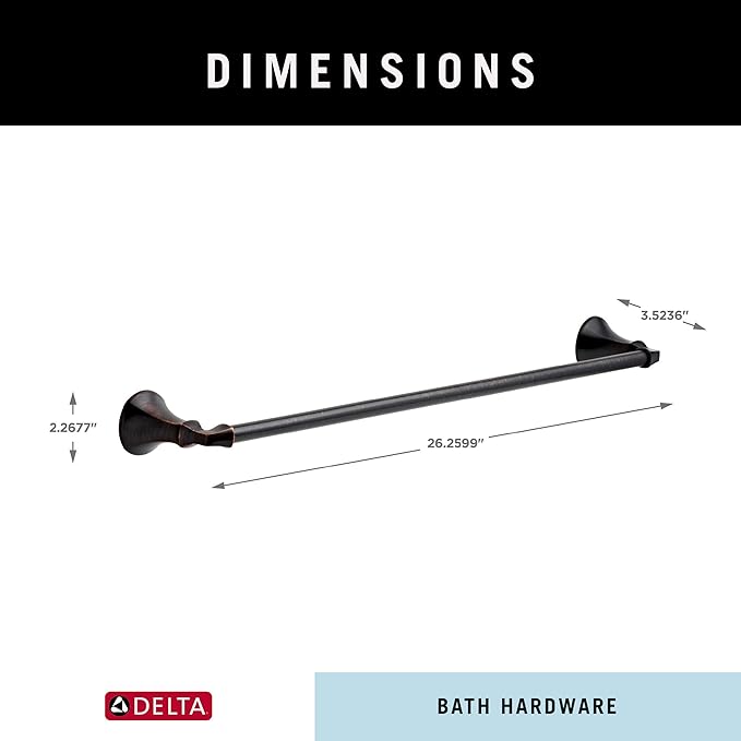 DELTA FAUCET 76424-RB Ashlyn 24-in Wall Mount Towel Bar Bath Hardware Accessory in Venetian Bronze