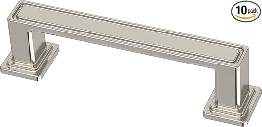 Franklin Brass 10 Pack Polished Nickel Cabinet Handles 3 inch (76mm) Kitchen Cabinet Handles and Drawer Pulls for Cupboards and Dressers | Recessed Square
