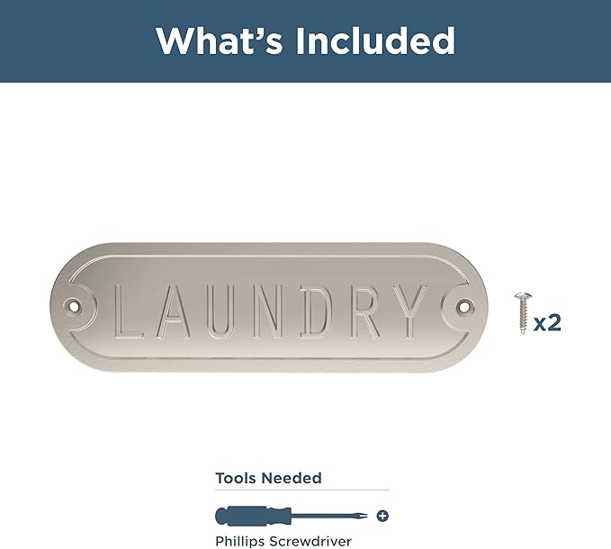 Franklin Brass Derby Laundry Door Sign Metal Interior Door Plaque in Satin Nickel HHIDPL-SN-U