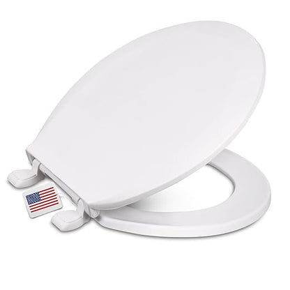 Centoco Round Toilet Seat, Standard Economy Model, Light Weight Residential, Closed Front with Cover, Plastic, Made in the USA, DSAMAZ12-301, Crane White (Cotton/Bright)