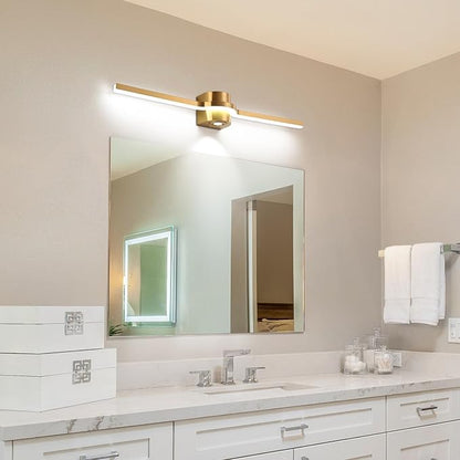 SOLFART Bathroom Light Fixtures 32 Inch Dimmable Bathroom Lights Brushed Bronze Vanity Lights for Bath LED Modern Wall Light D
