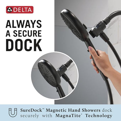 Delta Nicoli 14 Series Matte Black Bathtub Shower Faucet Set with Handheld Shower Head, Valve Trim Kit, Matte Black 144749-BL-HS (Valve Included)
