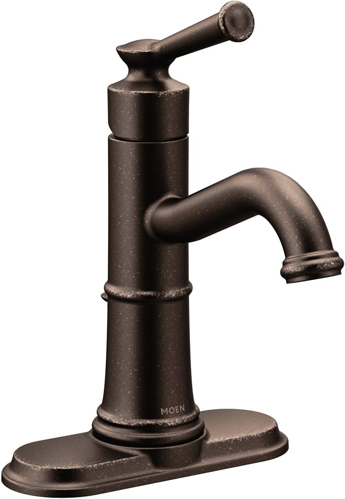 Moen Belfield Oil Rubbed Bronze One-Handle Bathroom Sink Faucet with Drain Assembly and Optional Deckplate, 6402ORB