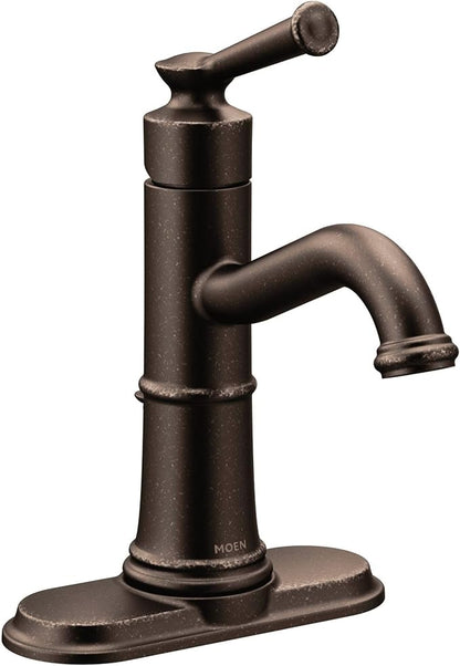 Moen Belfield Oil Rubbed Bronze One-Handle Bathroom Sink Faucet with Drain Assembly and Optional Deckplate, 6402ORB