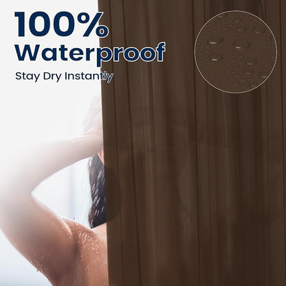 downluxe Shower Curtain Liner, PEVA Plastic Shower Liner with 3 Magnets, 72" x 72" Waterproof Bathroom Curtain, Brown, 1 Pack