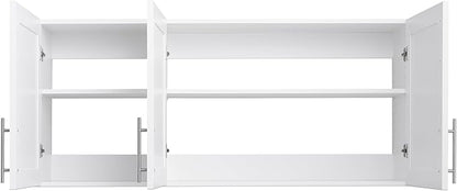 Prepac Elite 54" W Wall Cabinet with Panel Doors, White Storage Cabinet, Bathroom Cabinet, Pantry with 1 Adjustable Shelf 12.75" D x 54" W x 24" H, WSUR-1004-1