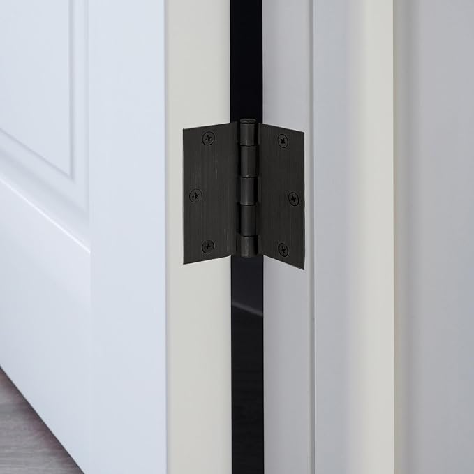 Design House Door Hinges for Interior Doors 10-Pack 3-1/2-inch x 3-1/2-inch, Design House Square Corner Steel Door Hinge Door Hardware, Oil Rubbed Bronze, 181503
