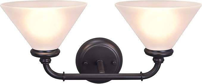 Aspen Creative 62146, Two Metal Bathroom Light Fixture, 6-1/2" Wide, Transitional Design in Oil Rubbed Bronze with Frosted Glass Shade Vanity Wall