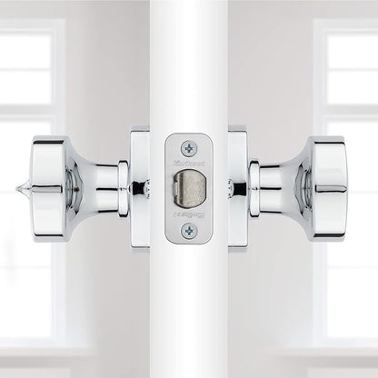 Kwikset Arroyo Knob Interior Privacy Door Knob with Lock, Door Handle For Bathroom and Bedroom, Polished Chrome Keyless Turn Lock Doorknob