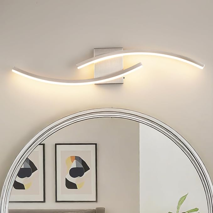 31.5 inch Modern Bathroom Vanity Light Brushed Nickel Lights Fixtures Dimmable 5CCT Led Bathroom Light Fixture Over Mirror Modern Wall lamp for Cabinet Hallway