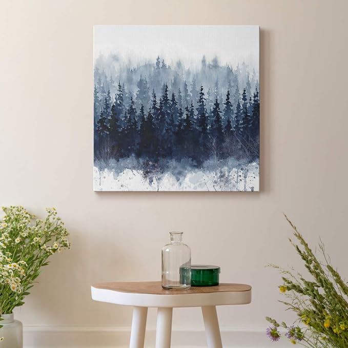 Renditions Gallery Indigo Forest Wall Art, Premium Gallery Wrapped Canvas Decor, Ready to Hang, 10 in H x 10 in W, Made in America Print