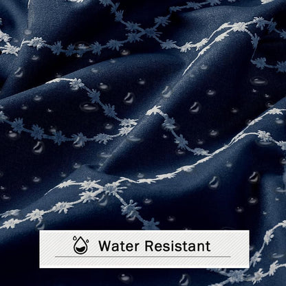 OVZME Navy Blue Stall Shower Curtain for Bathroom, Puff Printed Textured Shower Curtain with Tassels, Geometry Heavy Duty Vintage Country Narrow Bathroom Curtain, Water Resistant Fabric, 36Wx72L
