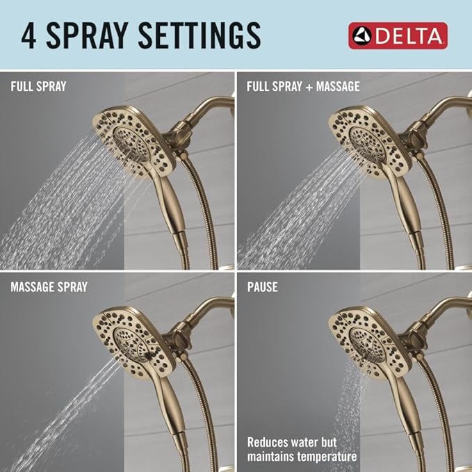 Delta Ashlyn 17 Series Dual-Function Shower Faucet Set with In2ition 2-in-1 Dual Shower Head with Handheld Spray, Gold 2-Handle Valve Trim Kit, Champagne Bronze T17264-I-CZ (Valve Not Included)