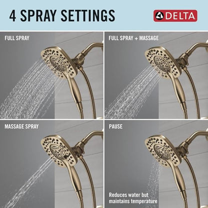 Delta Ashlyn 17 Series Dual-Function Shower Faucet Set with In2ition 2-in-1 Dual Shower Head with Handheld Spray, Gold 2-Handle Valve Trim Kit, Champagne Bronze T17264-I-CZ (Valve Not Included)