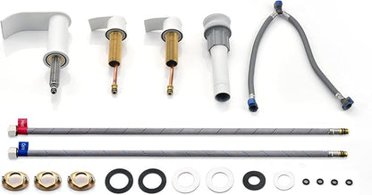 Ultimate Unicorn 8 inch Bathroom Faucet White, Waterfall Bathroom Sink Faucet with Metal Pop-up Drain Stopper and 2 Supply Hoses,2 Handle Widespread Faucets for Vanity Sink 3 Holes