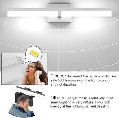 Tipace LED Bathroom Vanity Lighting Fixtures 24 inch Modern Silver Vanity Lighting Over Mirror Bathroom Wall Light (White Light 6000K)