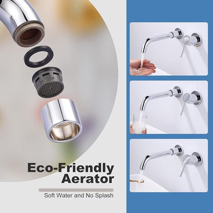 ARCORA Wall Mount Bathroom Faucet, Chrome Single Handle Bathroom Sink Faucet Wall Mounted, Rough-in Valve Included