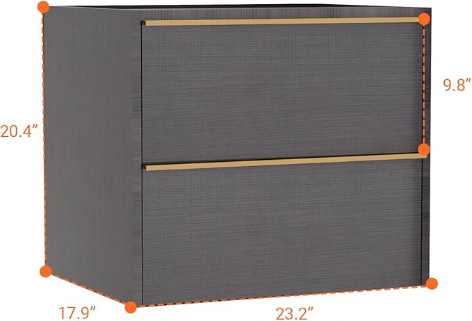 Floating Bathroom Vanity Without Sink Wall Mounted Cabinet with 2 Soft-Close Drawers, Moisture-Resistant MDF,Large Storage for Small Space (Gray 24")