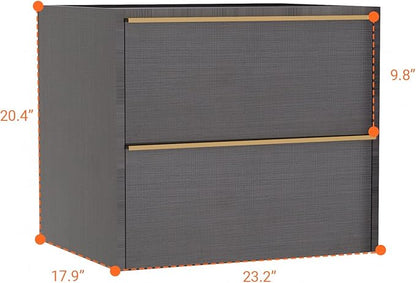 Floating Bathroom Vanity Without Sink Wall Mounted Cabinet with 2 Soft-Close Drawers, Moisture-Resistant MDF,Large Storage for Small Space (Gray 24")