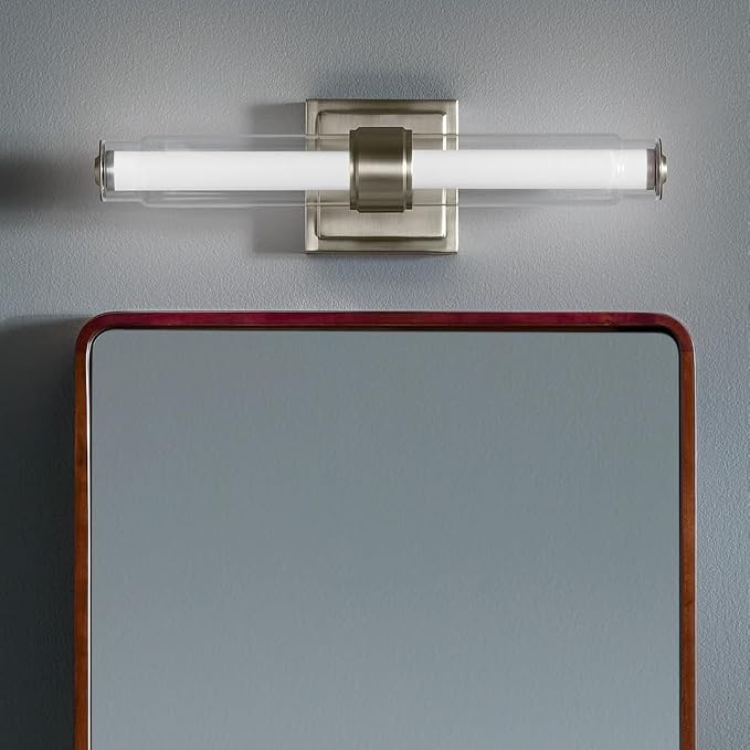 Kichler Laurene LED Bath Bar Light, Brushed Nickel | Linear vanity light with clear glass for mirrors and vanities (18.5" x 5"), 55237NILED