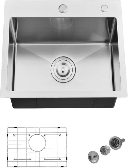 18x17 Drop In Bar Sink Small Stainless Steel Outdoor Sink for Kit | Top Mount Single Bowl, 16-Gauge Stainless Steel, Rust-Proof & Easy Clean, Smooth Flow & Quiet, Great for RV & Outdoor.